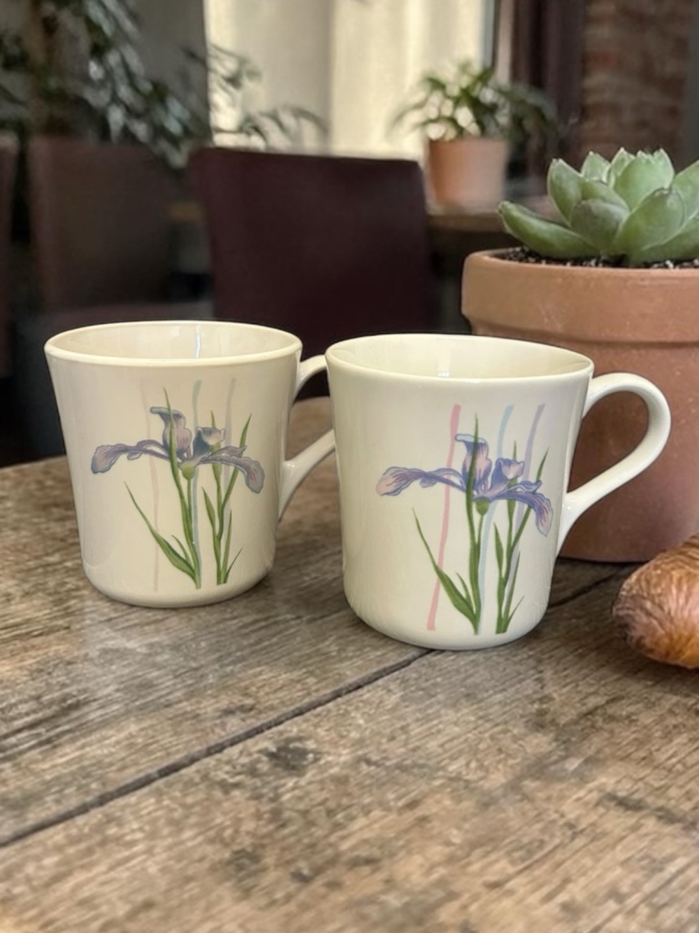 Vintage Corelle & Corning Shadow Iris Mugs - Set of 2